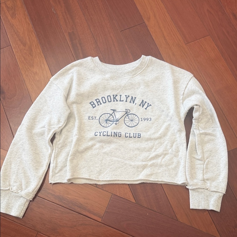 Girls Cropped Brooklyn Cycling Club Gray Sweatshirt